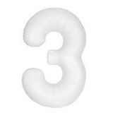 34" Matte White Number 3 Foil Balloon By Unique
