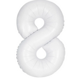 34" Matte White Number 8 Foil Balloon By Unique