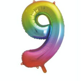 34" Rainbow Number 9 Foil Balloon By Unique