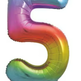 34" Rainbow Number 5 Foil Balloon By Unique