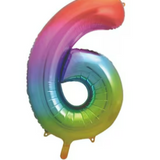 34" Rainbow Number 6 Foil Balloon By Unique