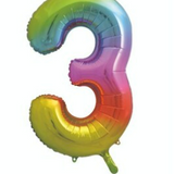 34" Rainbow Number 3 Foil Balloon By Unique