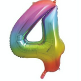 34" Rainbow Number 4 Foil Balloon By Unique