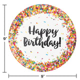 Sprinkles Happy Birthday 9” Paper Plates – 8ct