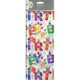 Birthday Characters Tissue Paper with Metallic Silver Highlights