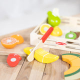 🍓 Wooden Cutting Fruit Play Food Set – 17 Pieces with Crate
