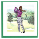 Female Golfer Greeting Card by Quilling Card