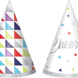 Here’s to Your Birthday Mini Foil Cone Party Hats – 4" | 12 Pack  Multicolor Tiny hats.