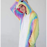 Rainbow Unicorn Hooded Onesie Costume – Adult Regular 5'–5'11"