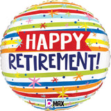 Happy Retirement Stripes 18" Foil Balloon