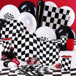 A Halloween themed Sweet 16 party! Red and black backdrop, balloon gar